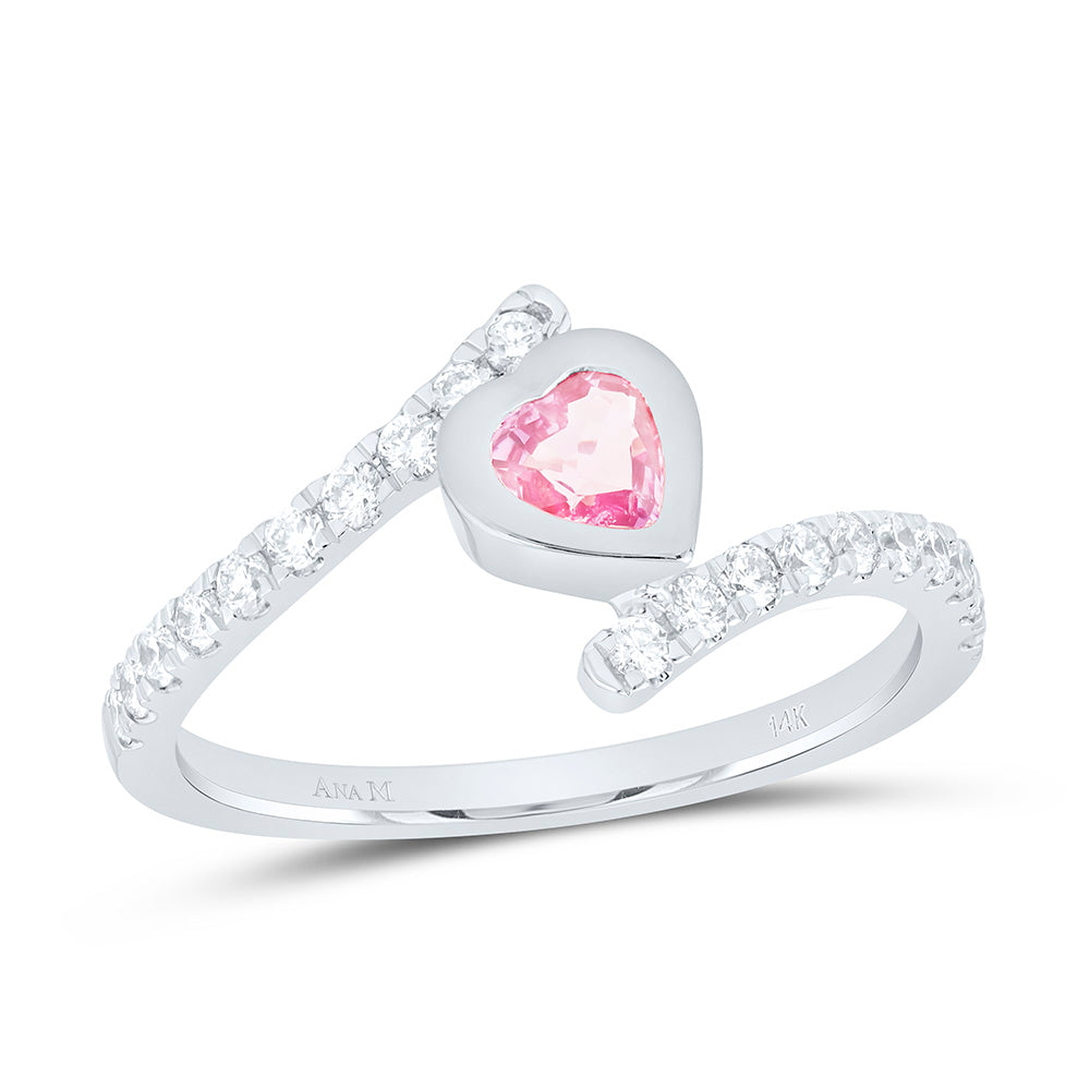 1/3CTW-NAT DIA ANA M 5MM-HT-PINK SAPP NAT GEM HEART RING Daisy Joyeria