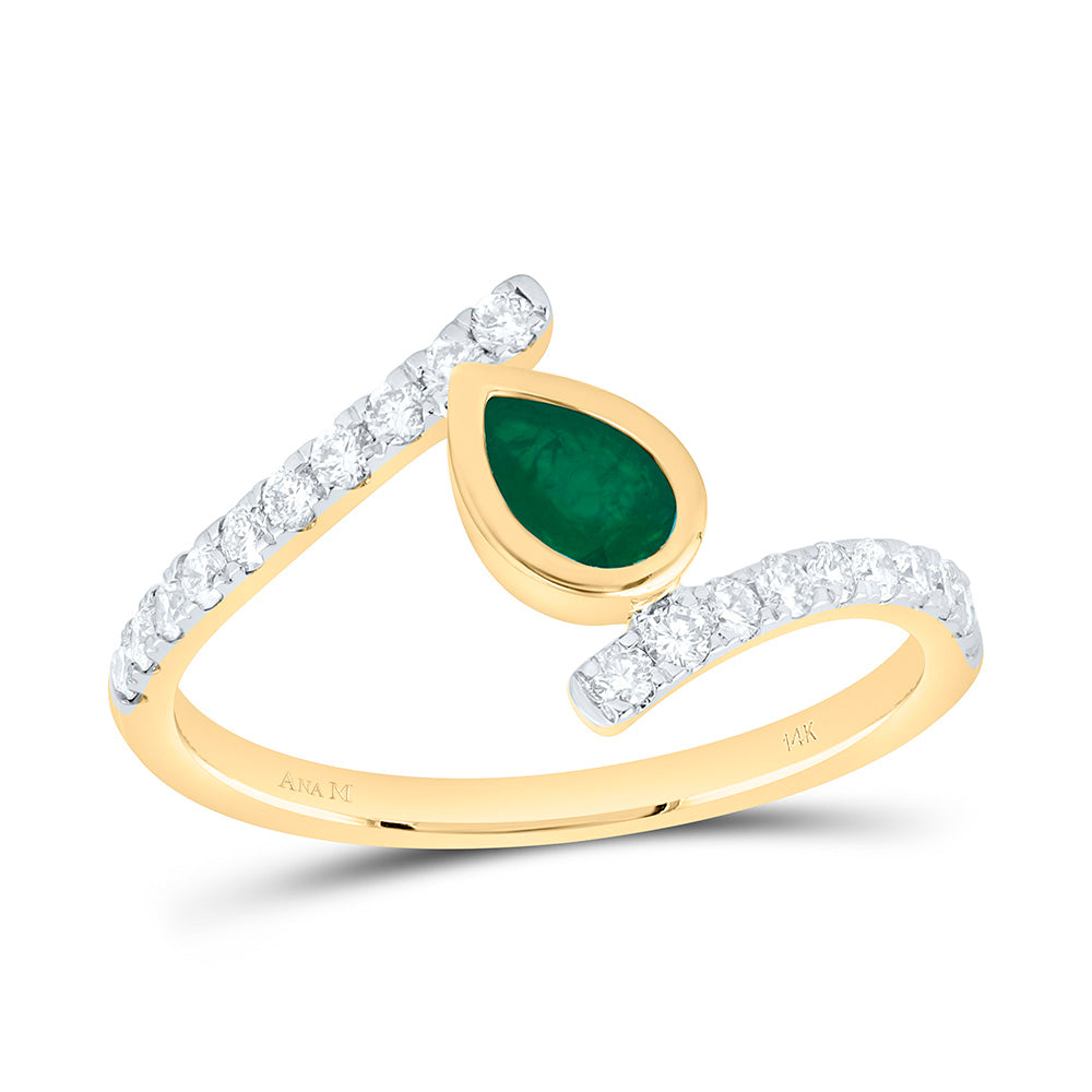 1/3CTW-NAT DIA ANA M 6X4MM-PS-EM NAT GEM PEAR RING Daisy Joyeria
