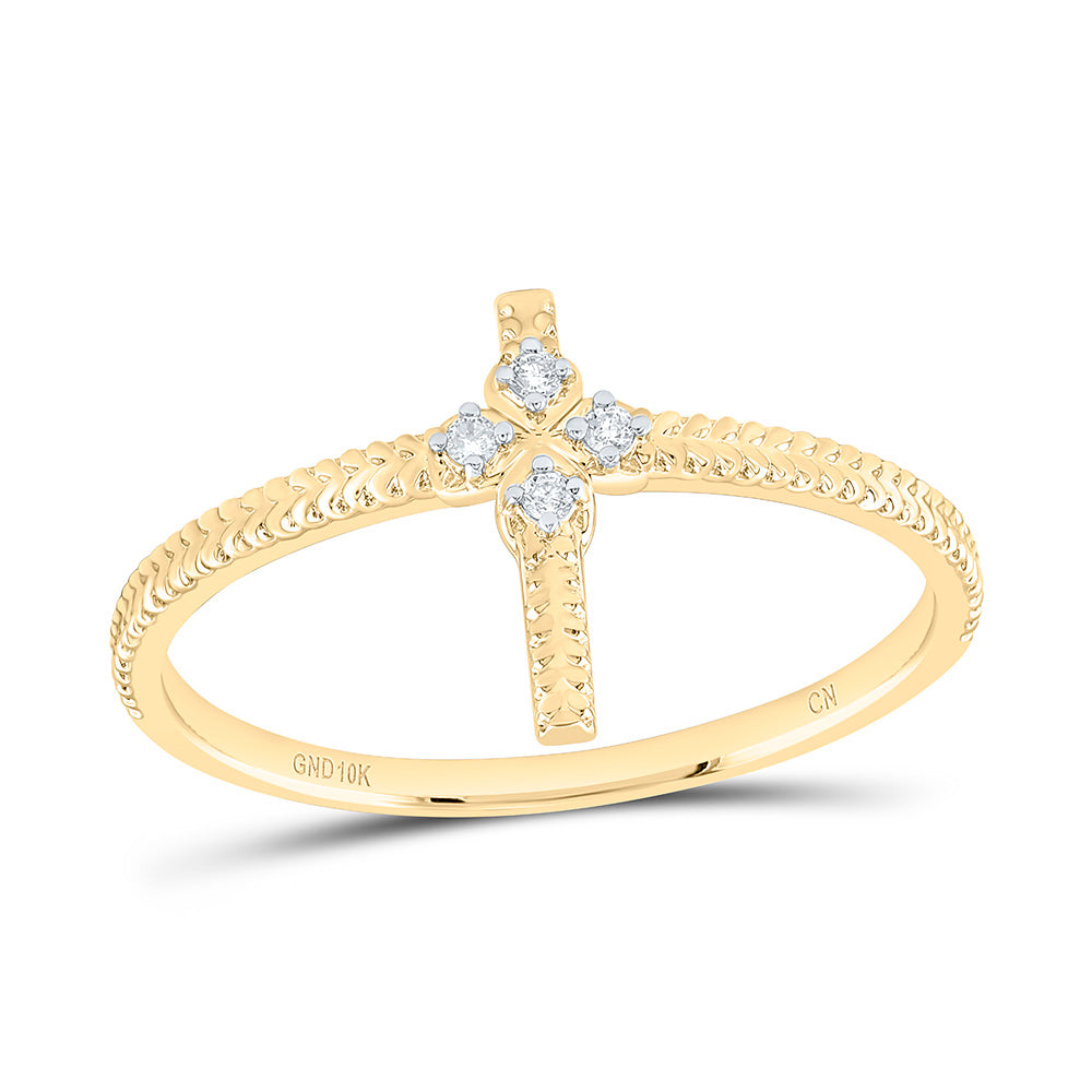 0.03CTW-NAT DIA CN GIFT CROSS RING Daisy Joyeria