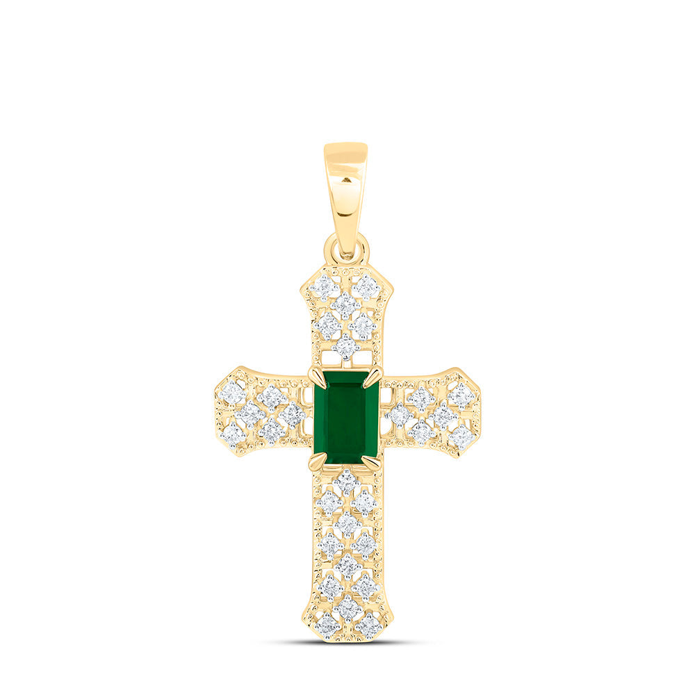 1/4CTW-NAT DIA ANA M 6X4MM EM-EM NAT GEM CROSS PENDANT Daisy Joyeria