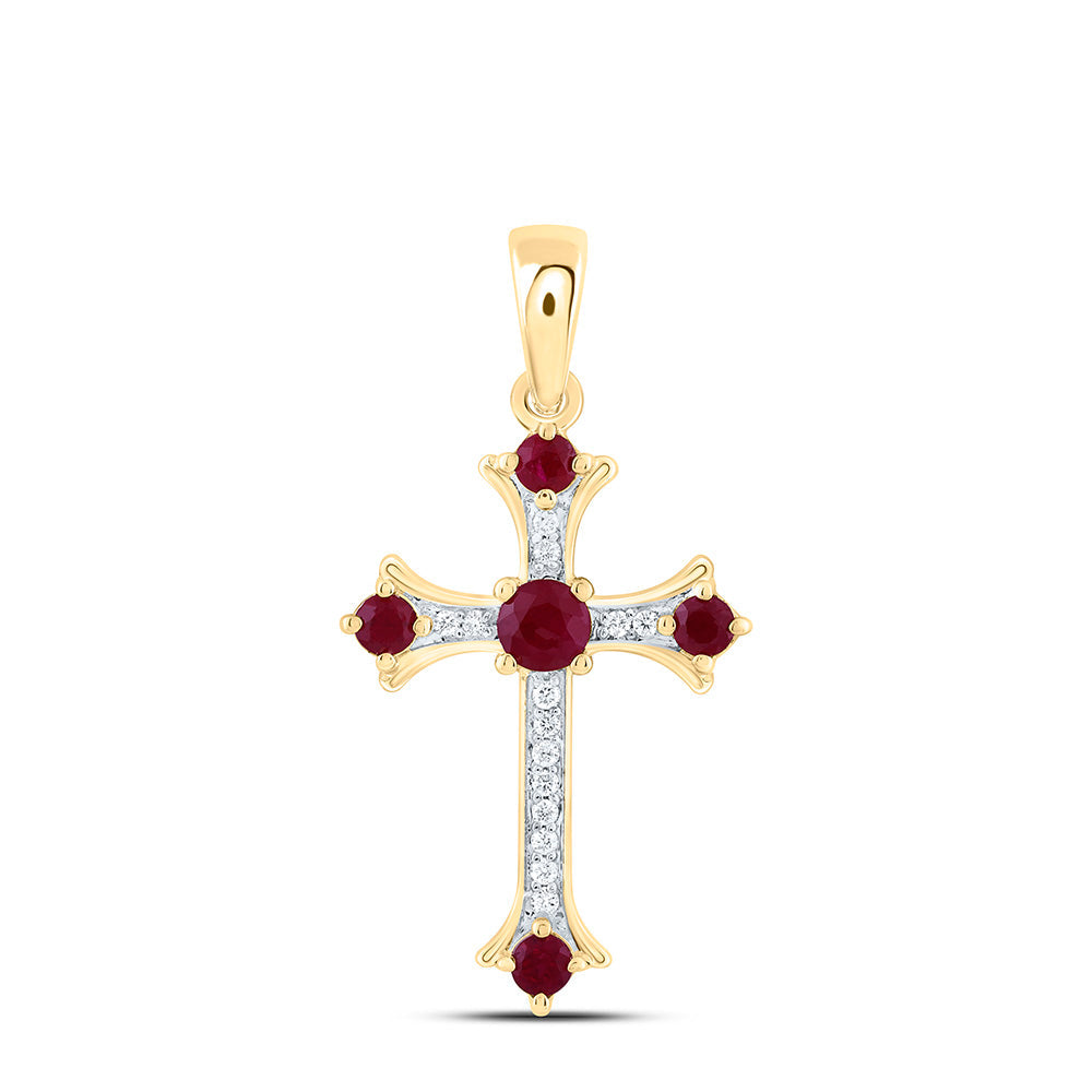 1/12CTW-NAT DIA ANA M 3/8CT RD-RU NAT GEM CROSS PENDANT Daisy Joyeria