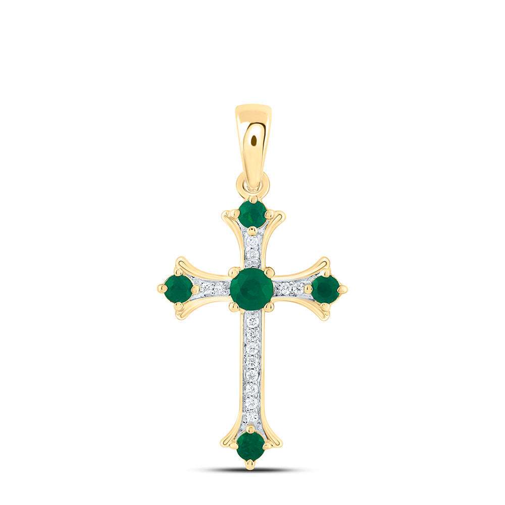 1/12CTW-NAT DIA ANA M 3/8CT RD-EM NAT GEM CROSS PENDANT Daisy Joyeria