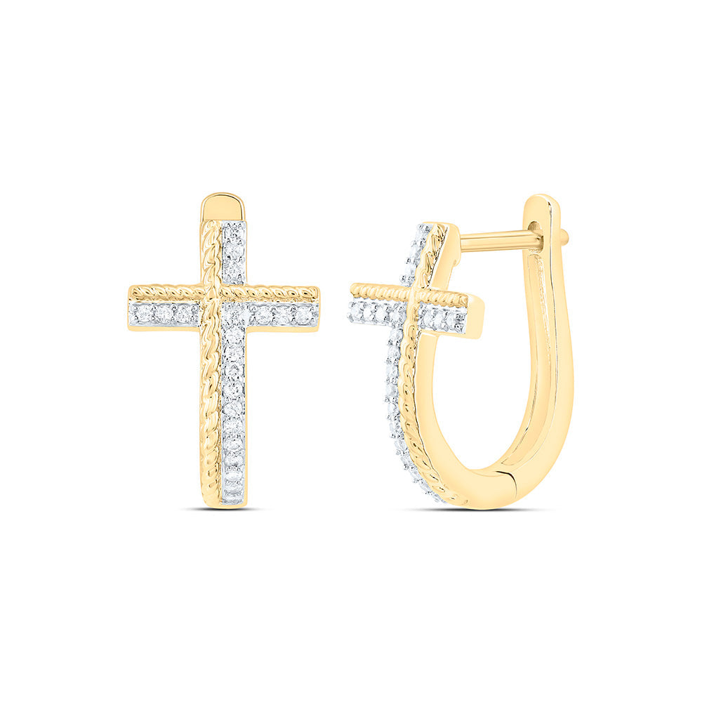 1/6CTW-NAT DIA CN FASHION CROSS HOOP EARRING Daisy Joyeria