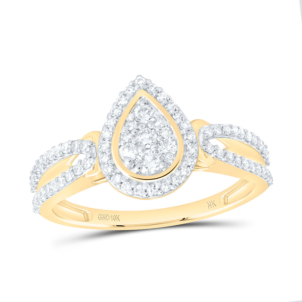 3/8CTW-NAT DIA NK FASHION PEAR RING Daisy Joyeria