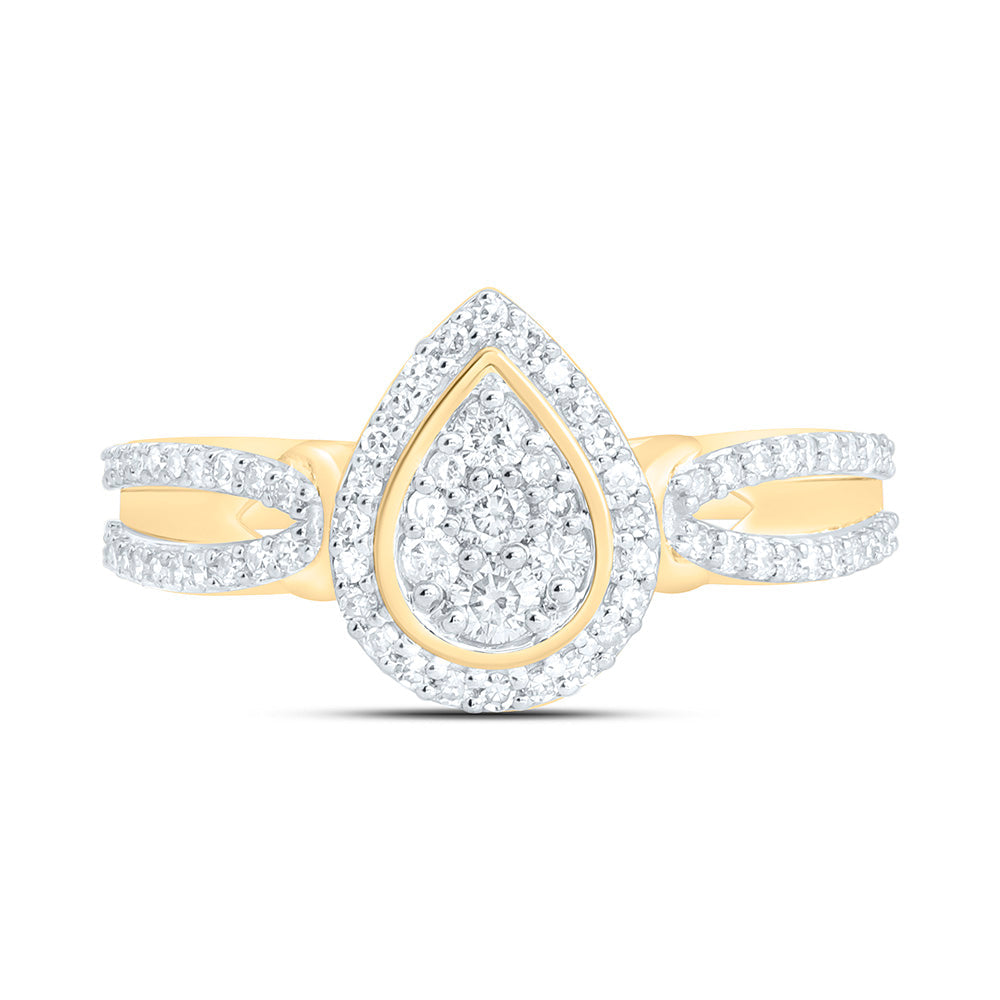 3/8CTW-NAT DIA NK FASHION PEAR RING Daisy Joyeria