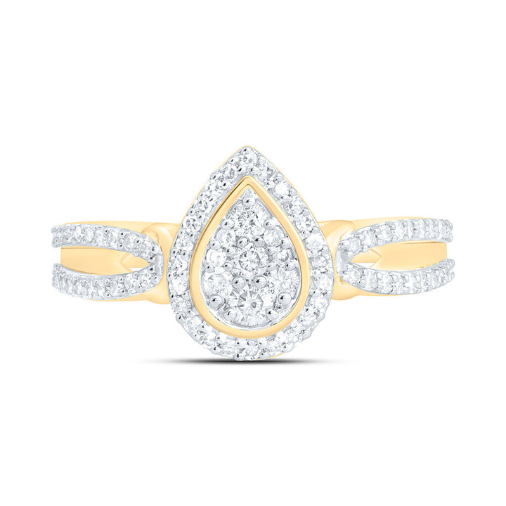 3/8CTW-NAT DIA NK FASHION PEAR RING Daisy Joyeria