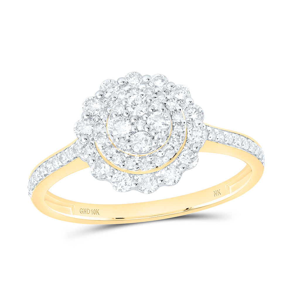 1/2CTW-NAT DIA NK FASHION FLOWER RING Daisy Joyeria
