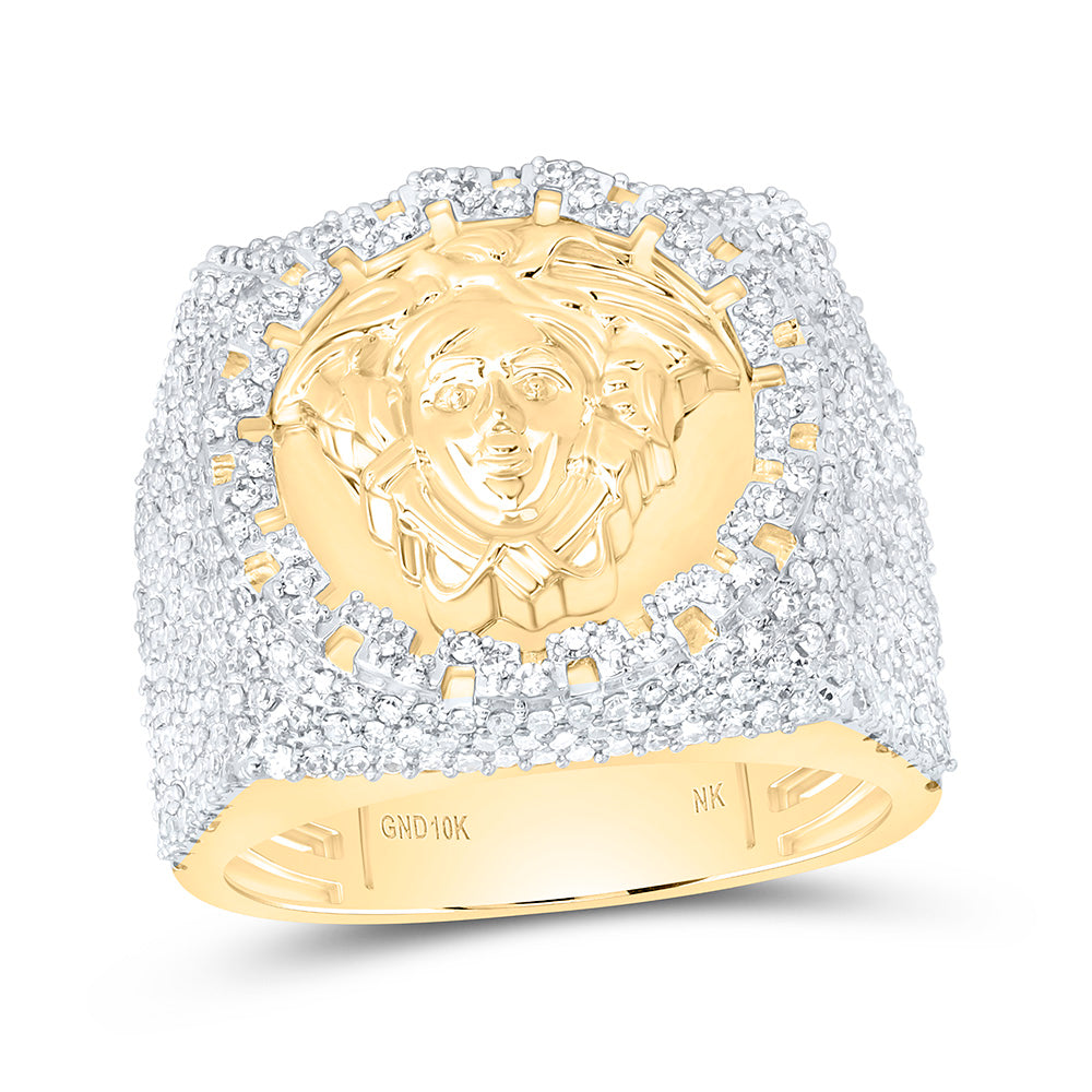 1 3/8CTW-NAT DIA NK MEDUSA MENS RING Daisy Joyeria
