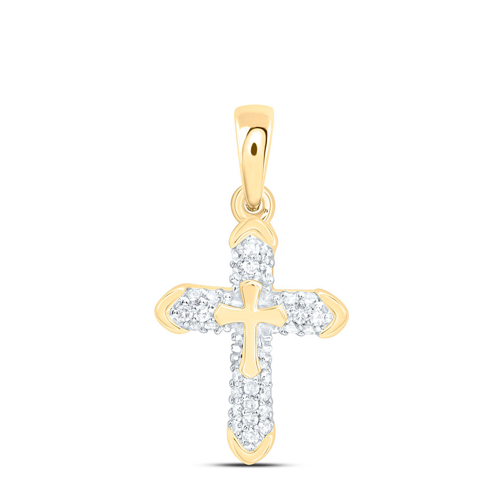 1/10CTW-NAT DIA NK FASHION CROSS PENDANT Daisy Joyeria