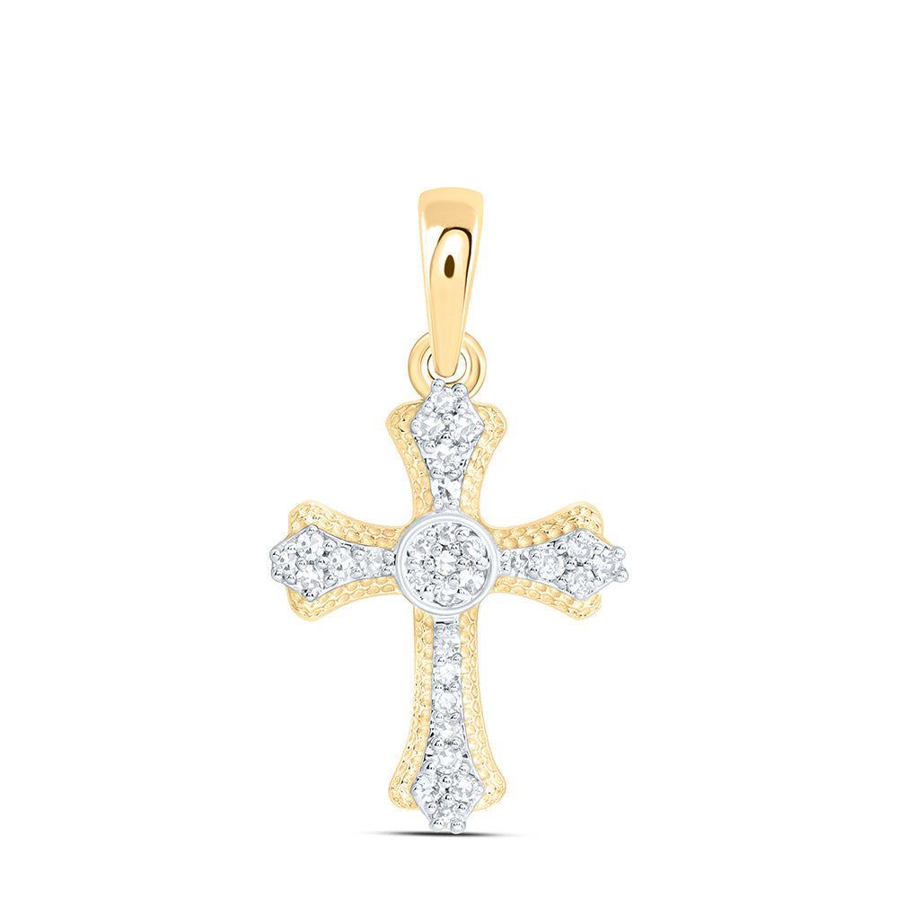 1/10CTW-NAT DIA NK FASHION CROSS PENDANT Daisy Joyeria