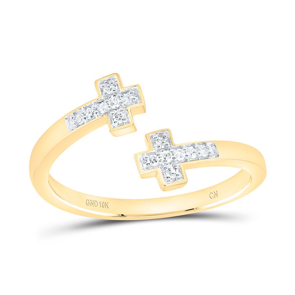 1/12CTW-NAT DIA CN GIFT CROSS CUFF RING Daisy Joyeria
