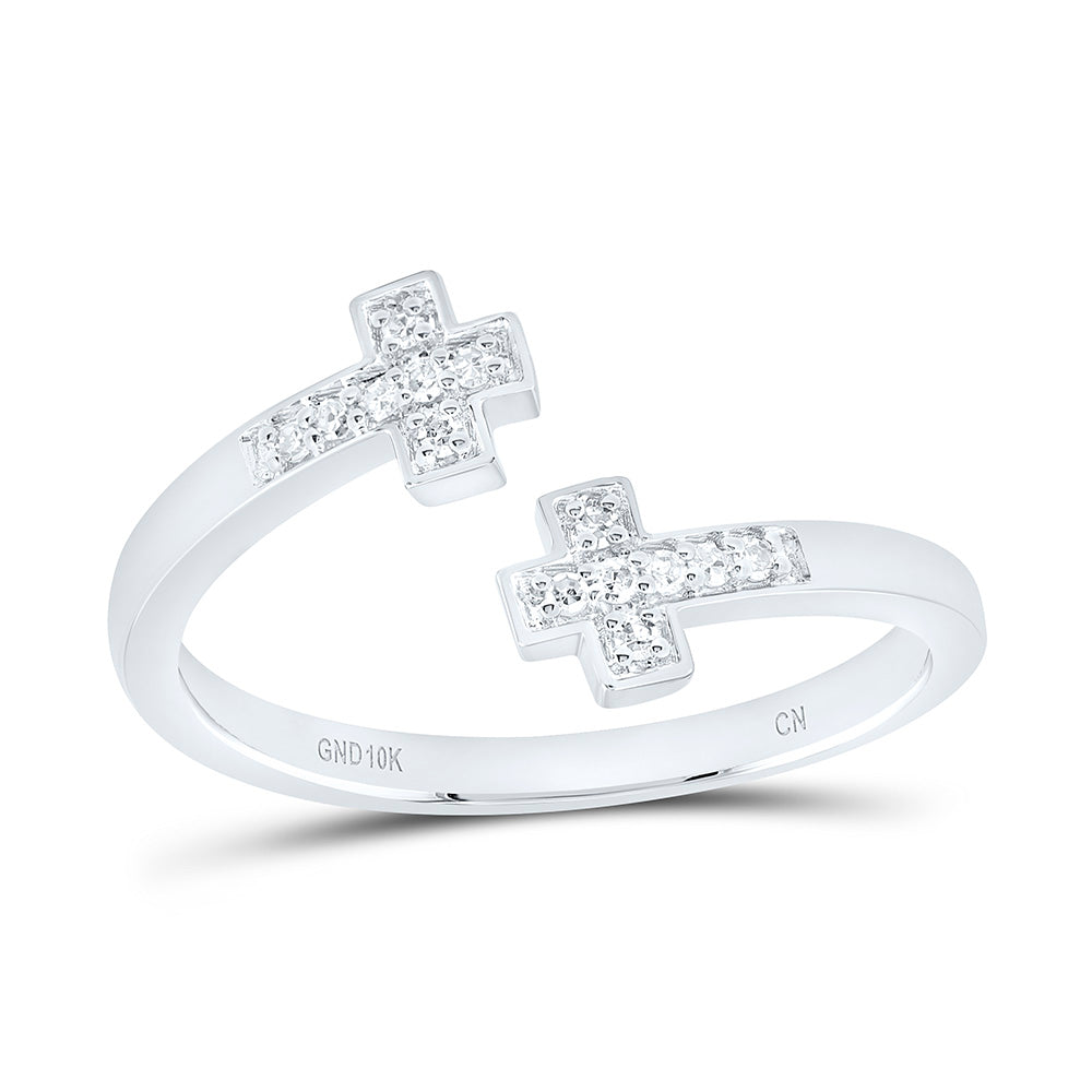 1/12CTW-NAT DIA CN GIFT CROSS CUFF RING Daisy Joyeria
