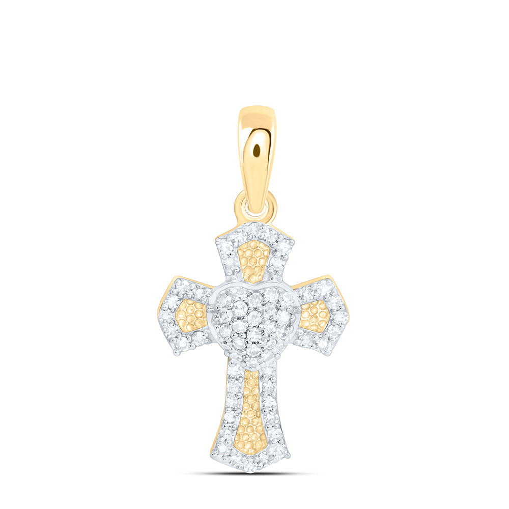 1/5CTW-NAT DIA NK FASHION HEART CROSS PENDANT Daisy Joyeria