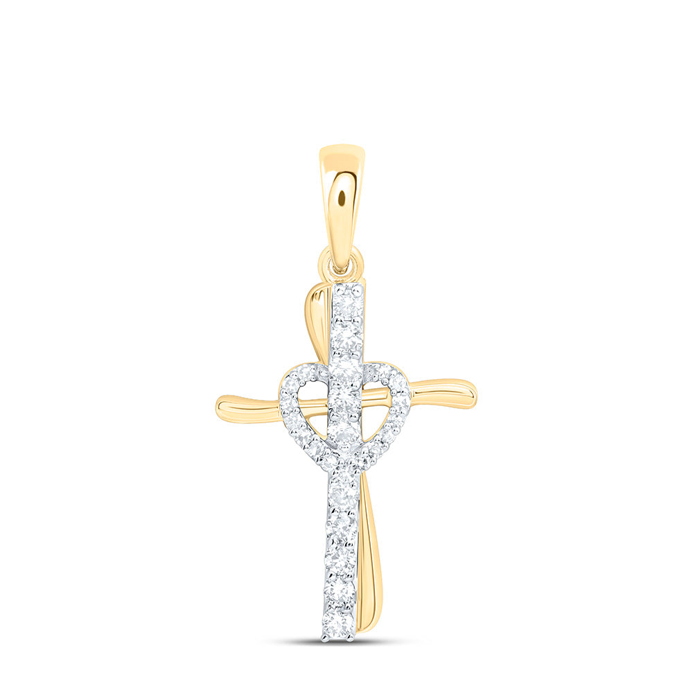 1/5CTW-NAT DIA NK FASHION HEART CROSS PENDANT Daisy Joyeria