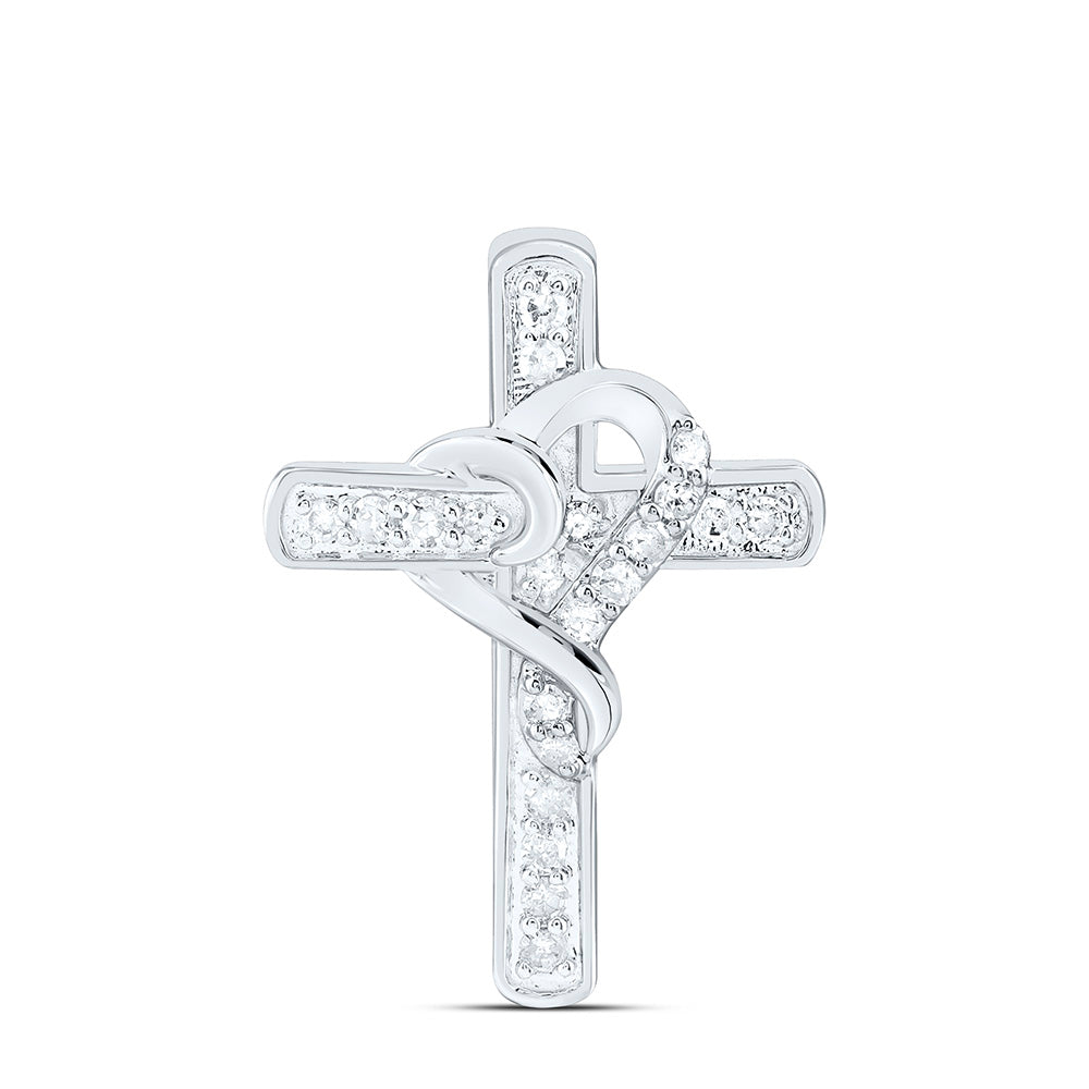 1/6CTW-NAT DIA P1 GIFT HEART CROSS PENDANT Daisy Joyeria