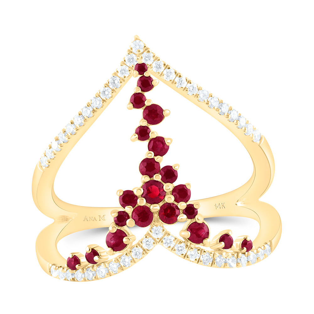 1/4CTW-NAT DIA ANA M 3/8CT-RD-RU NAT GEM RING Daisy Joyeria