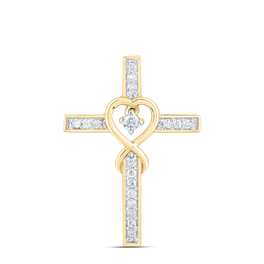 1/10CTW-NAT DIA CN FASHION HEART CROSS PENDANT Daisy Joyeria