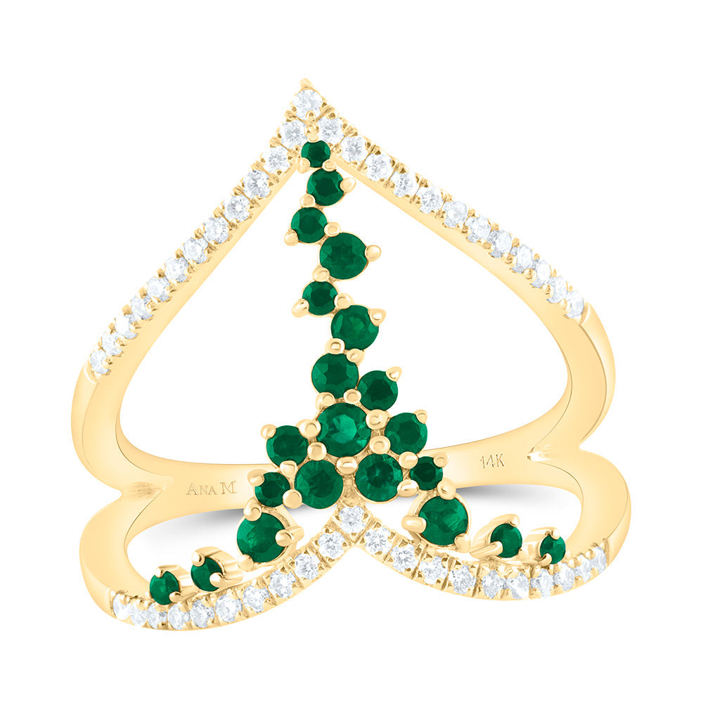 1/4CTW-NAT DIA ANA M 1/3CT-RD-EM NAT GEM RING Daisy Joyeria