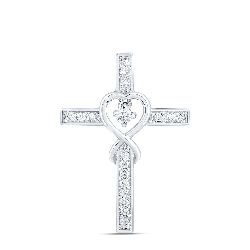 1/10CTW-NAT DIA CN FASHION HEART CROSS PENDANT Daisy Joyeria