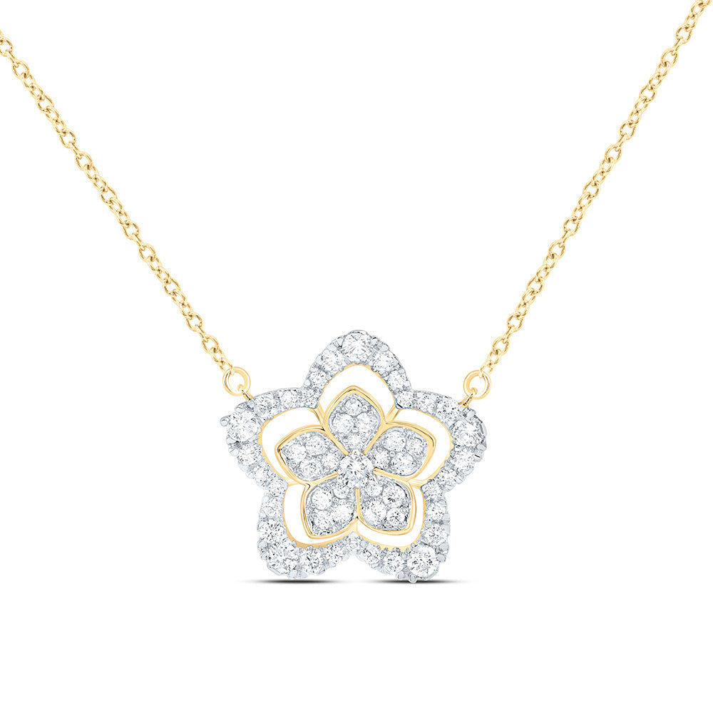 7/8CTW-NAT DIA CN FASHION FLOWER NECKLACE (18 INCH) Daisy Joyeria