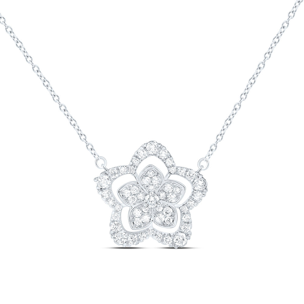 7/8CTW-NAT DIA CN FASHION FLOWER NECKLACE (18 INCH) Daisy Joyeria