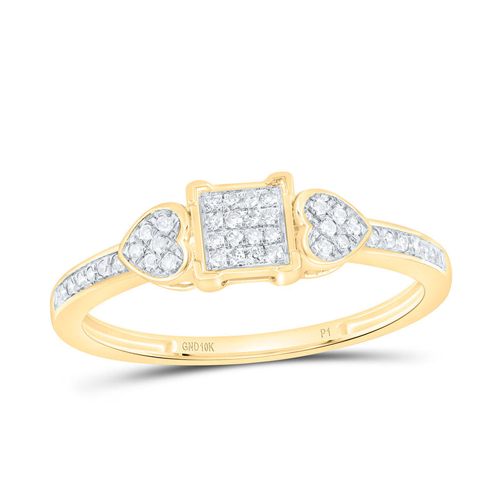 1/6CTW-NAT DIA P1 GIFT HEART SQUARE RING Daisy Joyeria