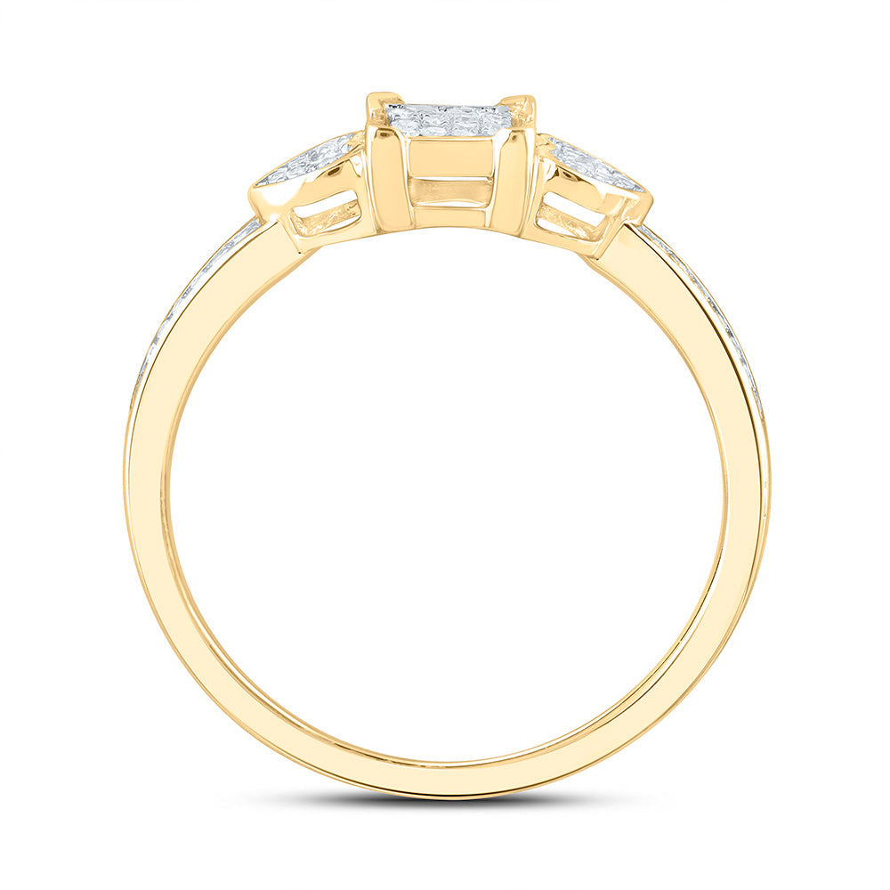 1/6CTW-NAT DIA P1 GIFT HEART SQUARE RING Daisy Joyeria