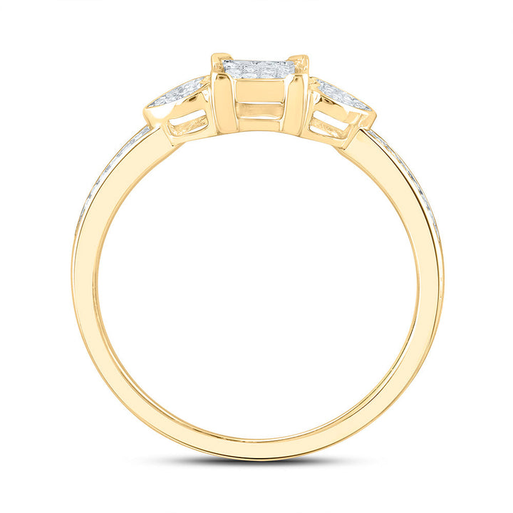 1/6CTW-NAT DIA P1 GIFT HEART SQUARE RING Daisy Joyeria