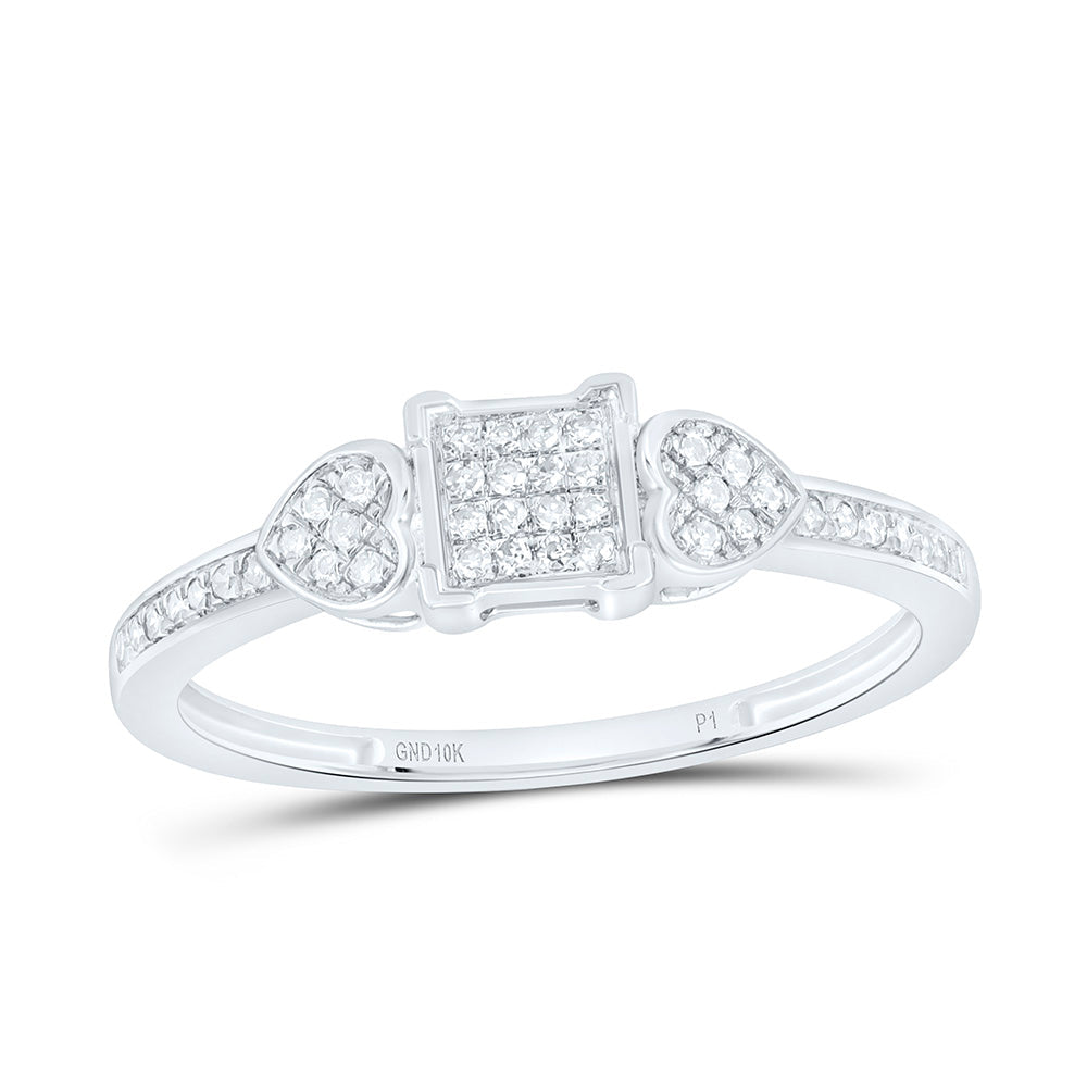 1/6CTW-NAT DIA P1 GIFT HEART SQUARE RING Daisy Joyeria