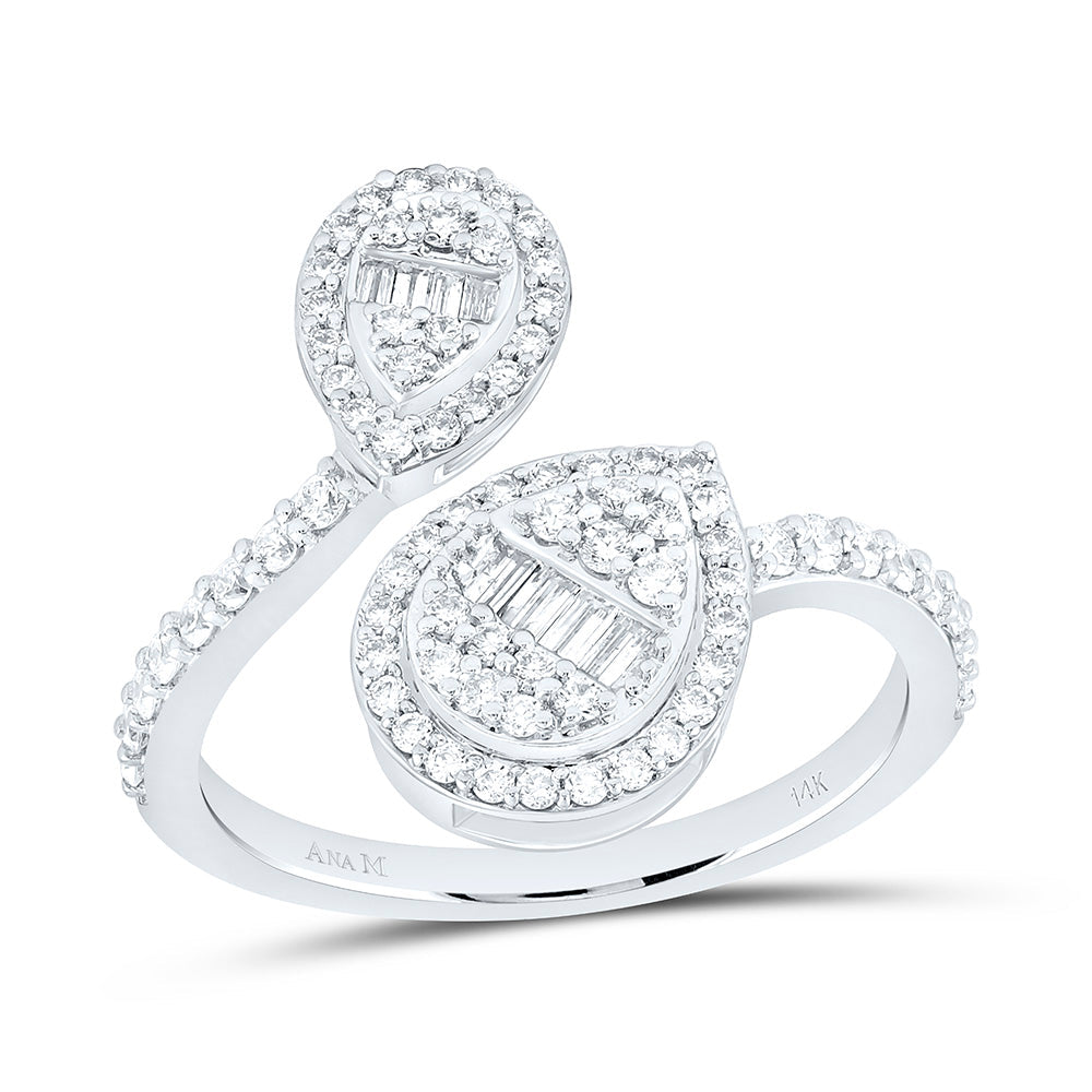 5/8CTW-NAT DIA ANA M FASHION PEAR CUFF RING Daisy Joyeria