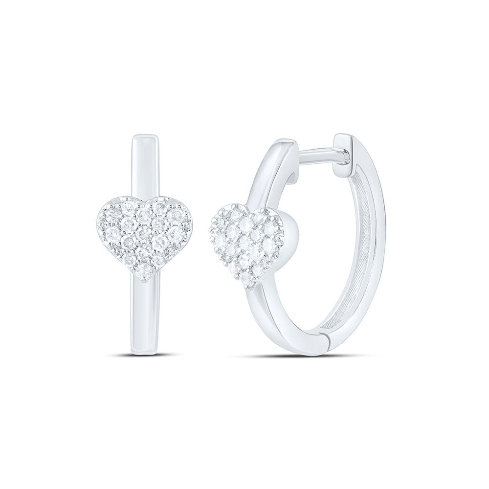 1/6CTW-NAT DIA P1 GIFT HEART  HOOP EARRING Daisy Joyeria