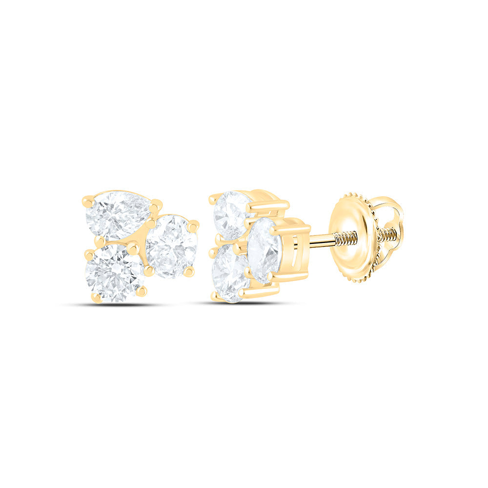 1 1/2CTW-NAT DIA I1 IJ 1/2CT-CRD, 1/2CT-CPS, 1/2CT-COV, 3 STONE EARRING Daisy Joyeria