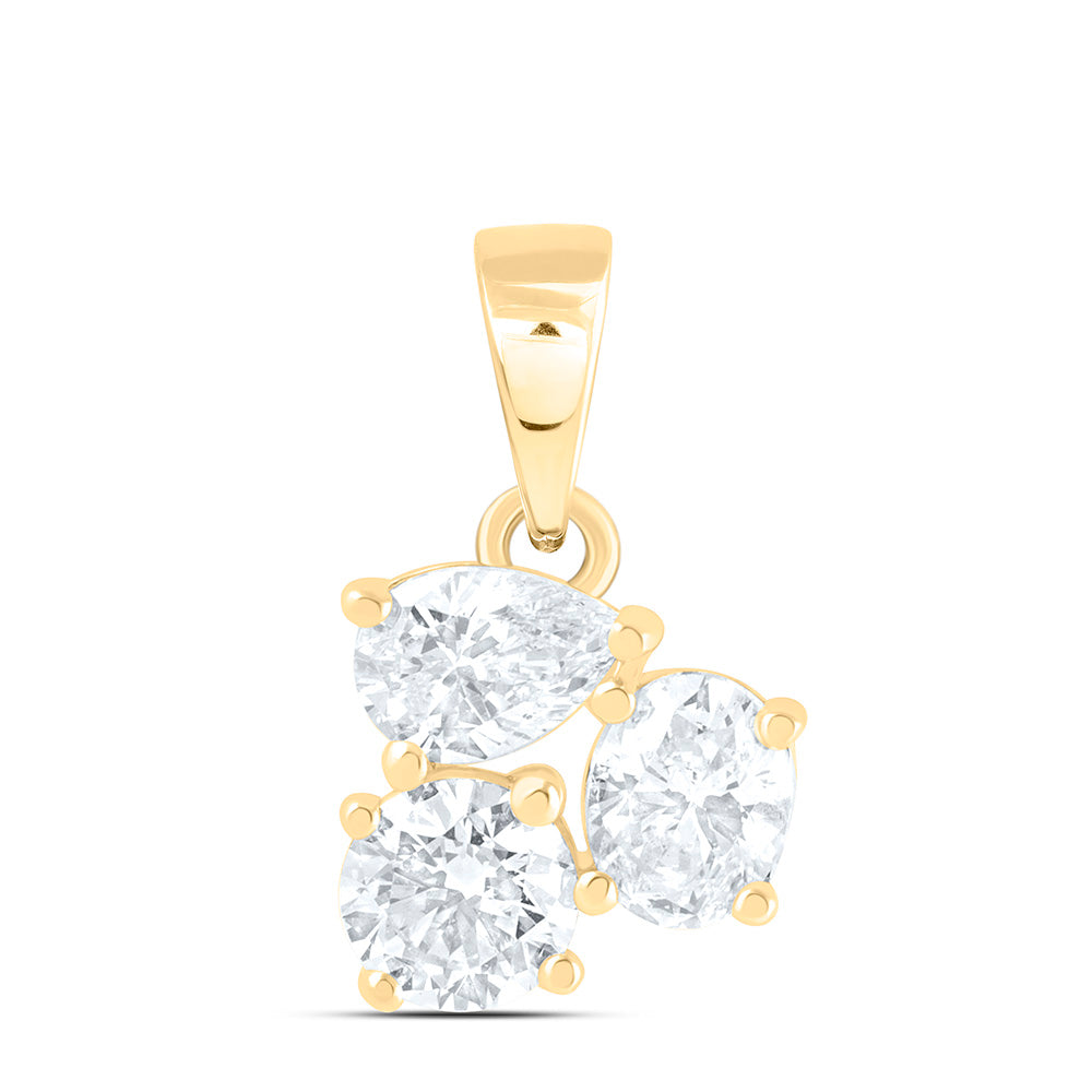 3/4CTW-NAT DIA I1 IJ 1/4CT-CRD, 1/4CT-CPS, 1/4CT-COV, 3 STONE PENDANT Daisy Joyeria