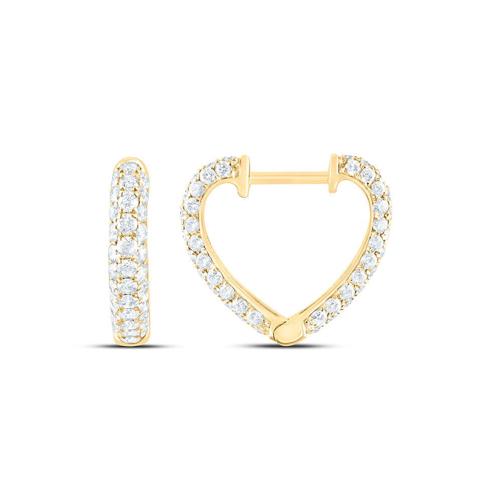 1CTW-NAT DIA CN FASHION HEART HOOP EARRING Daisy Joyeria