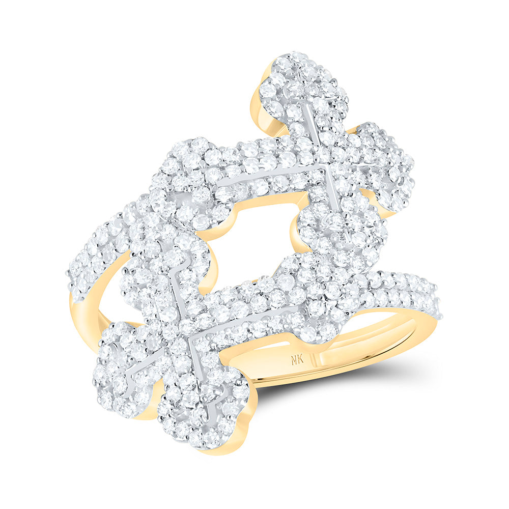 3/4CTW-NAT DIA NK FASHION CROSS CUFF RING Daisy Joyeria