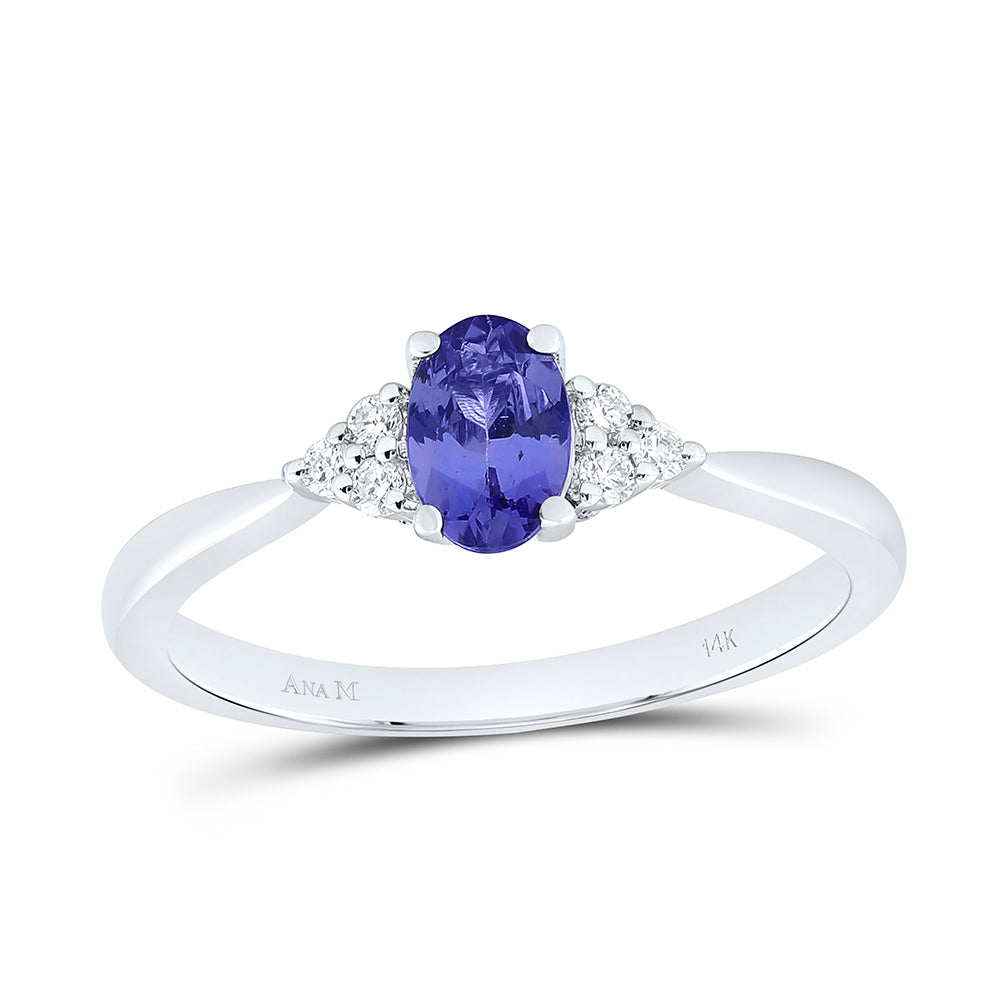 1/10CTW-NAT DIA ANA M 6X4MM-OV-TANZNITE NAT GEM OVAL RING Daisy Joyeria