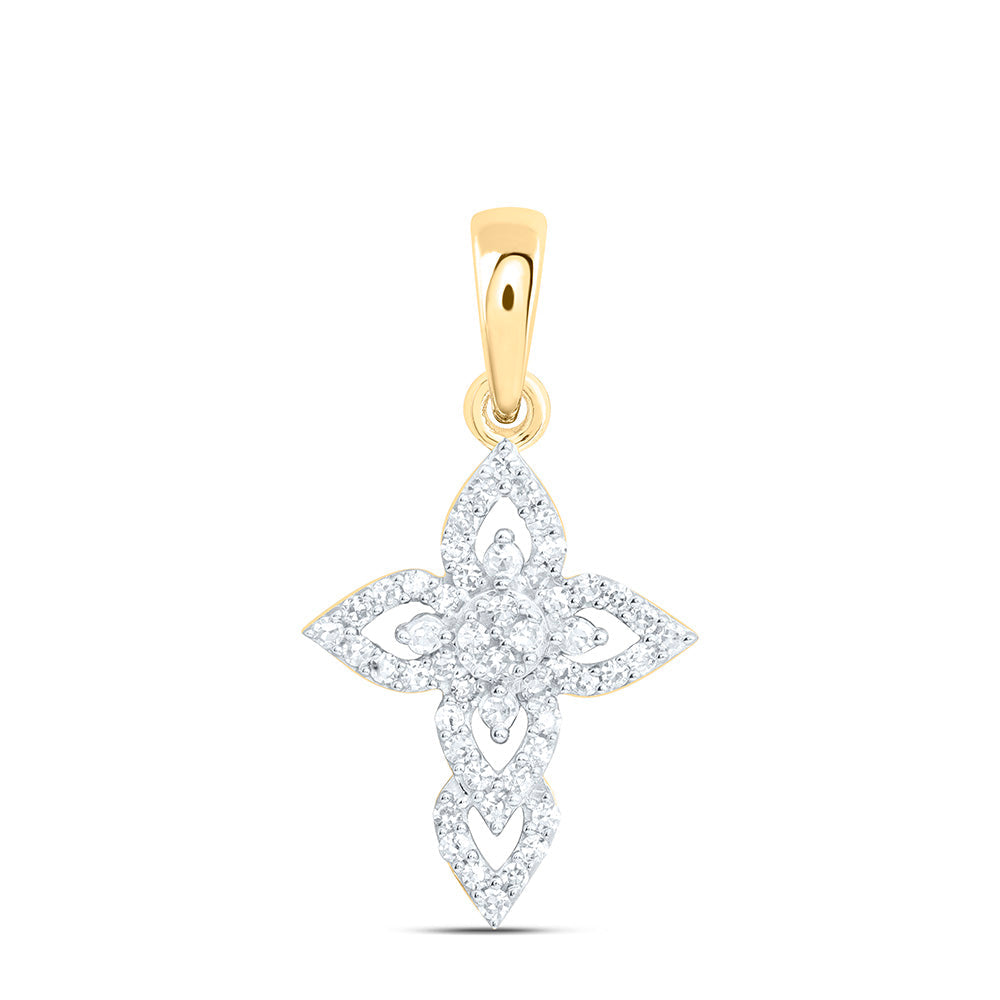 1/6CTW-NAT DIA NK FASHION CROSS PENDANT Daisy Joyeria