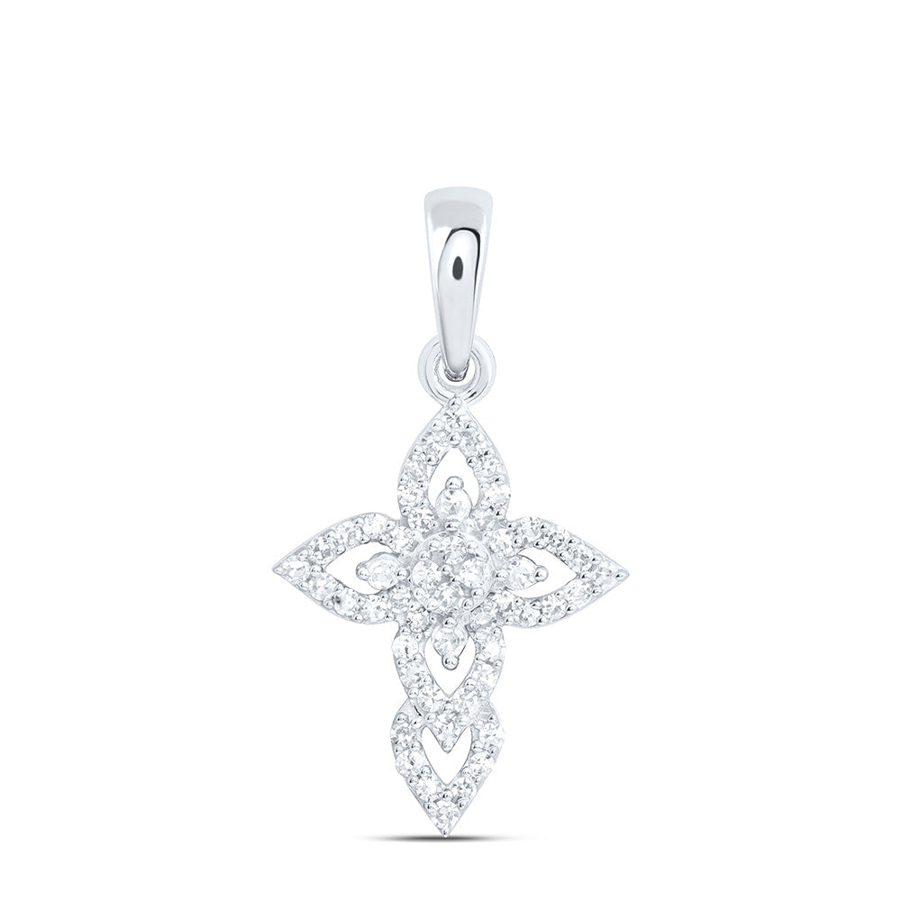 1/6CTW-NAT DIA NK FASHION CROSS PENDANT Daisy Joyeria