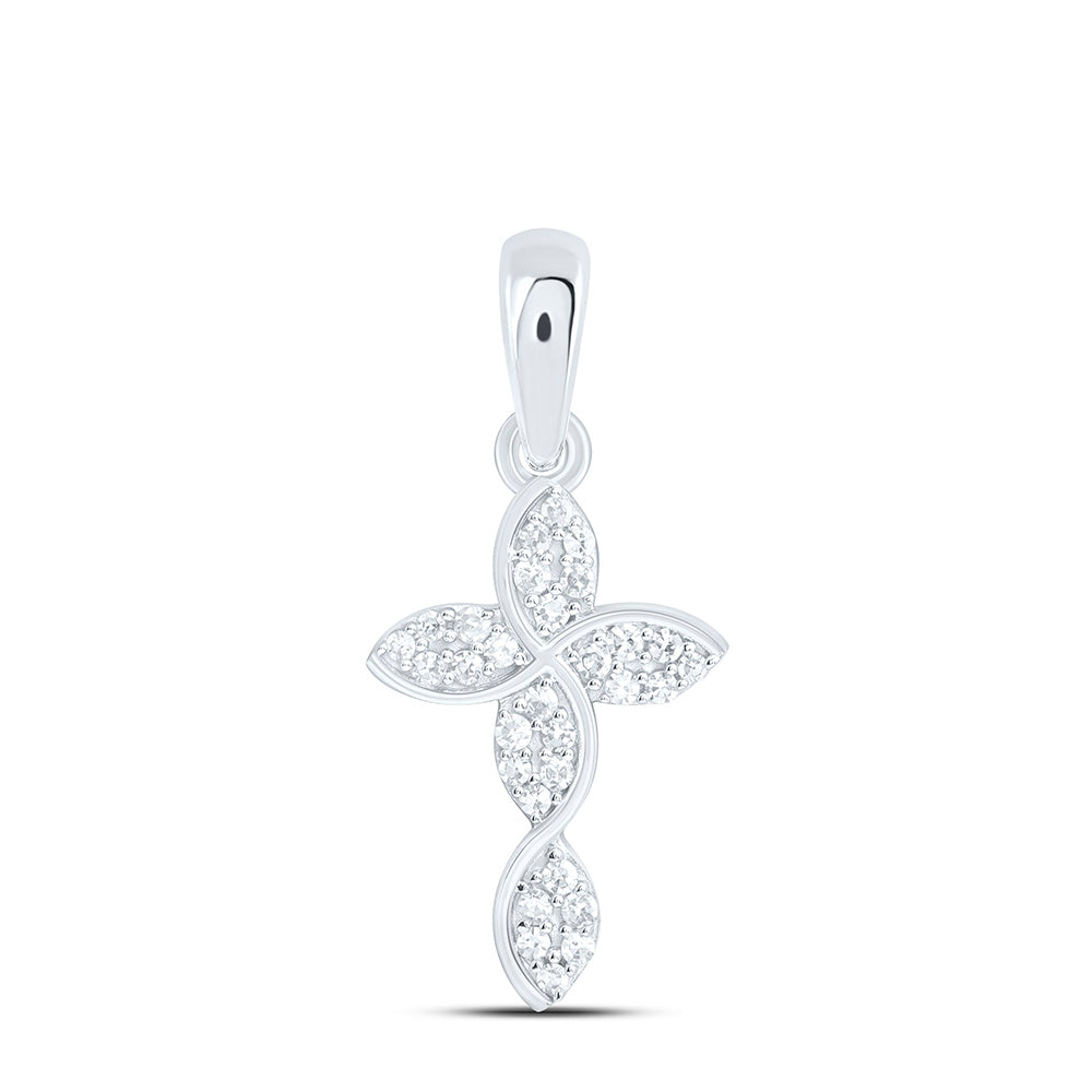 1/10CTW-NAT DIA NK FASHION CROSS PENDANT Daisy Joyeria