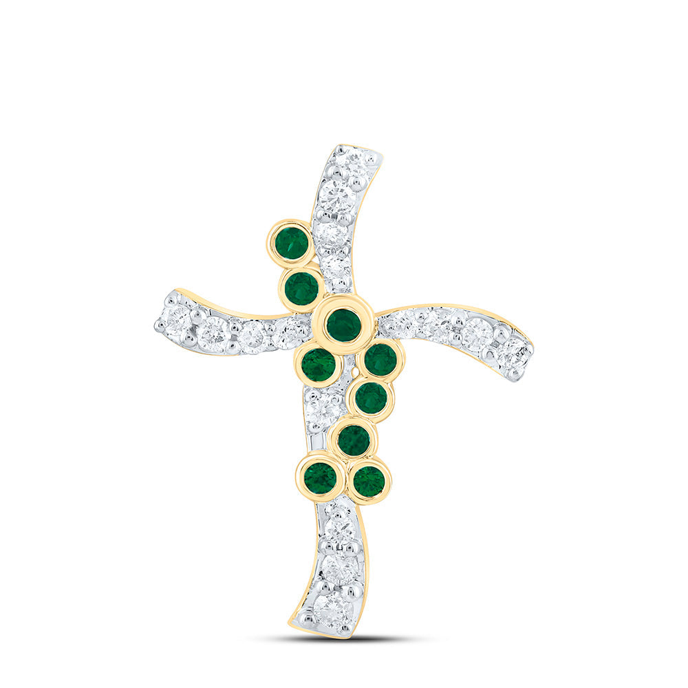 1/8CTW-NAT DIA CN 1/20CT-RD-EM NAT GEM CROSS PENDANT Daisy Joyeria