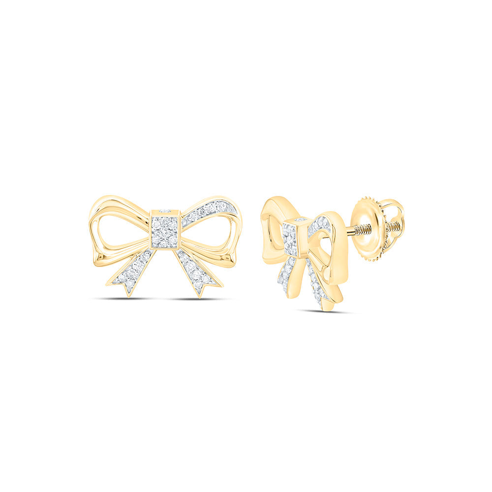1/4CTW-NAT DIA CN FASHION BOW EARRING Daisy Joyeria