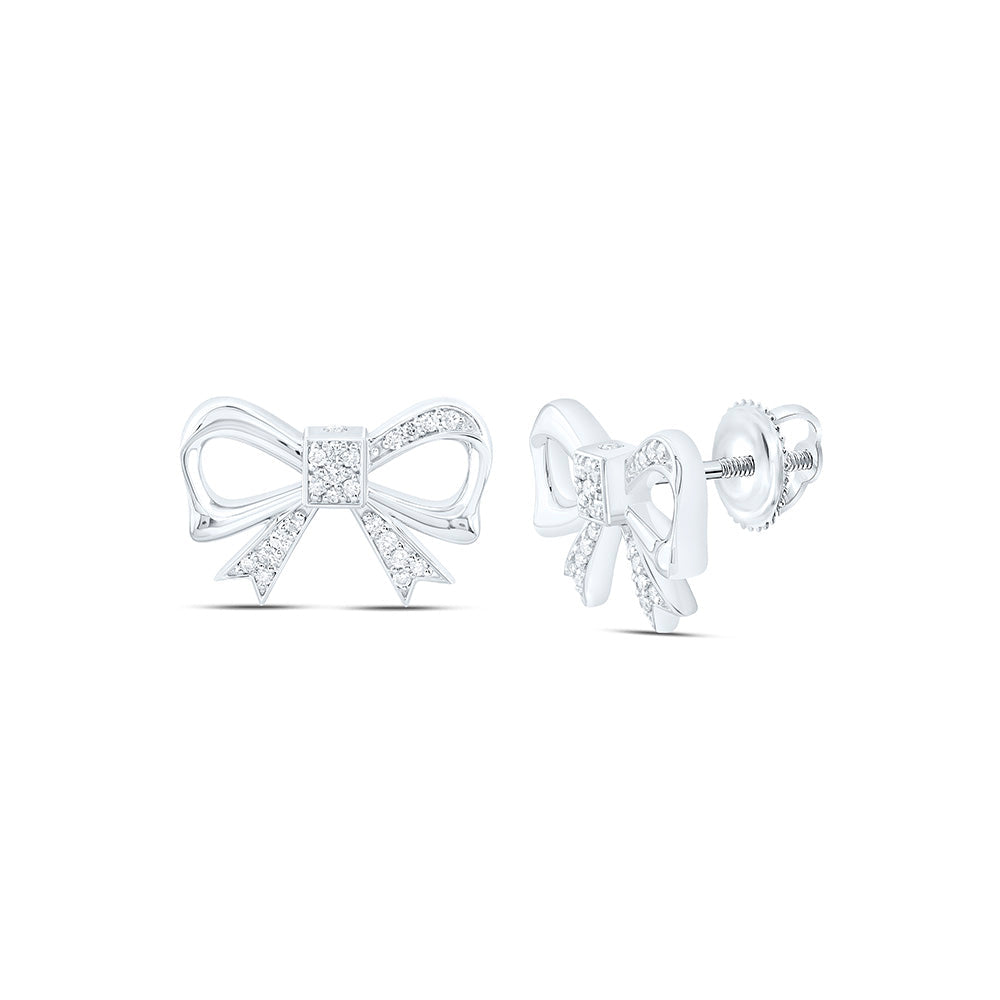 1/4CTW-NAT DIA CN FASHION BOW EARRING Daisy Joyeria