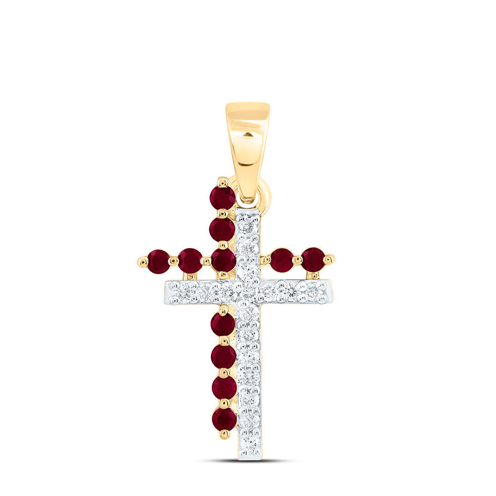 1/10CTW-NAT DIA CN 1/10CT-RD-RU NAT GEM CROSS PENDANT Daisy Joyeria