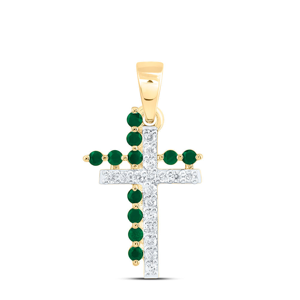 1/12CTW-NAT DIA CN 1/10CT-RD-EM NAT GEM CROSS PENDANT Daisy Joyeria