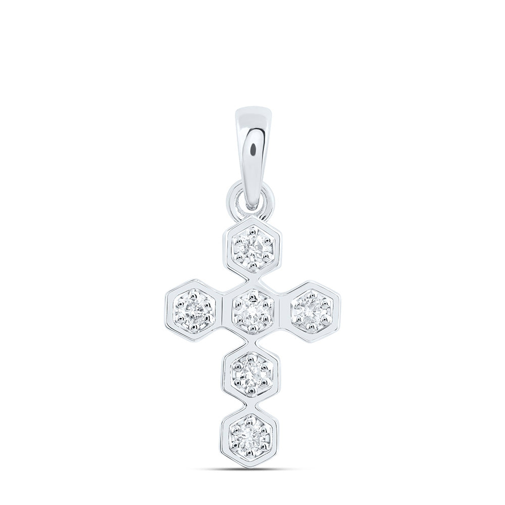 1/6CTW-NAT DIA CN FASHION CROSS PENDANT Daisy Joyeria