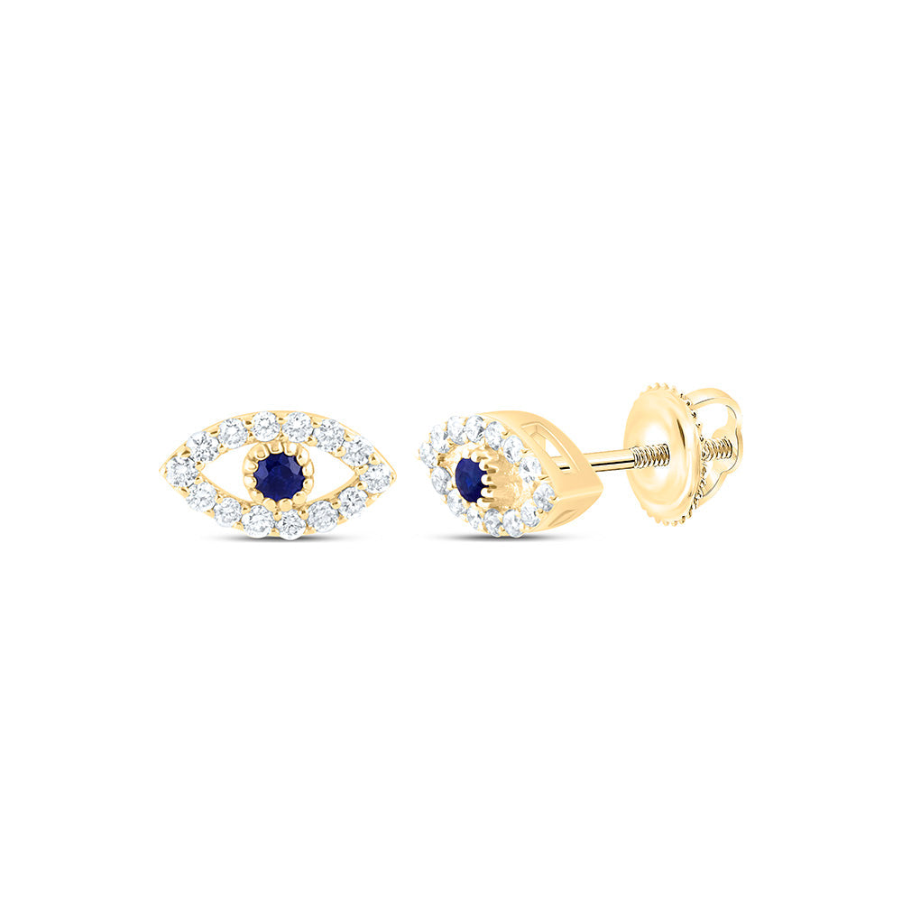 1/8CTW-NAT DIA ANA M 1.7MM RD-BS NAT GEM EVIL EYE EARRING Daisy Joyeria