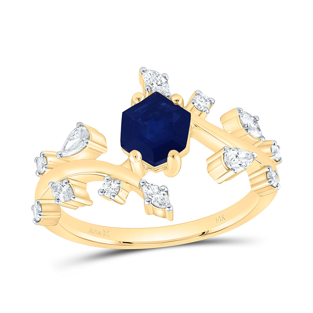 1/3CTW-NAT DIA ANA M 6.5X5.6MM HEXAGON-BS NAT GEM RING Daisy Joyeria