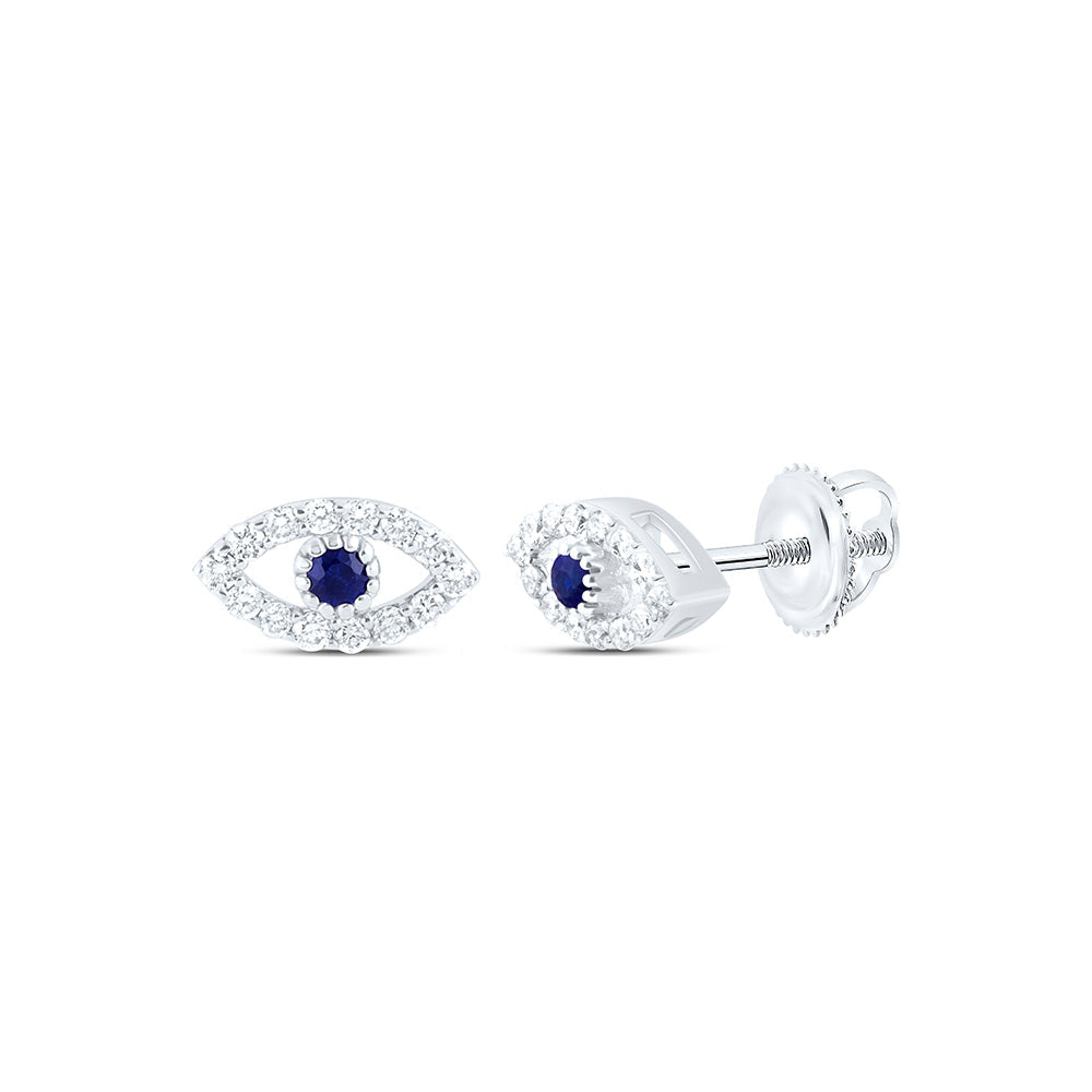 1/8CTW-NAT DIA ANA M 1.7MM RD-BS NAT GEM EVIL EYE EARRING Daisy Joyeria