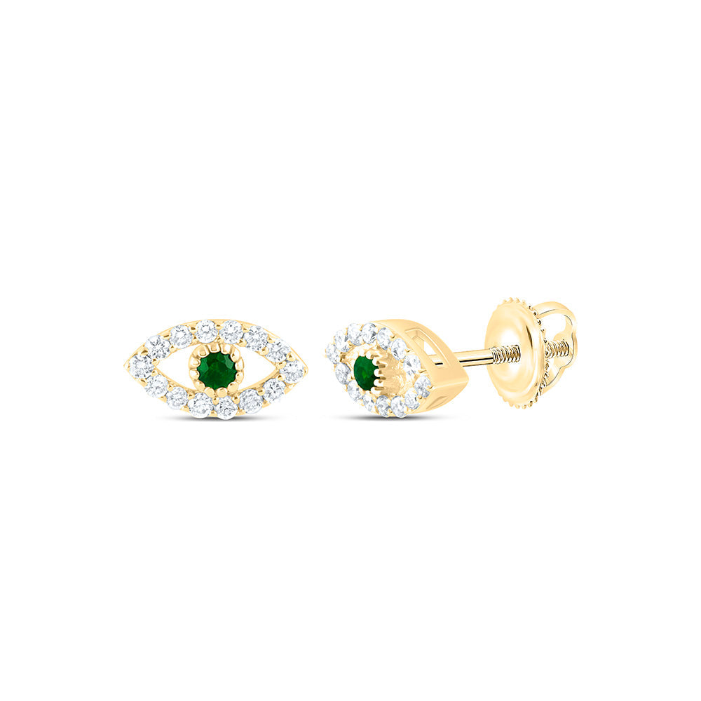 1/8CTW-NAT DIA ANA M 1.7MM RD-EM NAT GEM EVIL EYE EARRING Daisy Joyeria