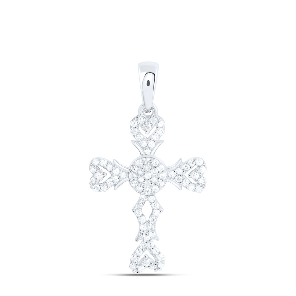 1/4CTW-NAT DIA P1 GIFT HEART CROSS PENDANT Daisy Joyeria